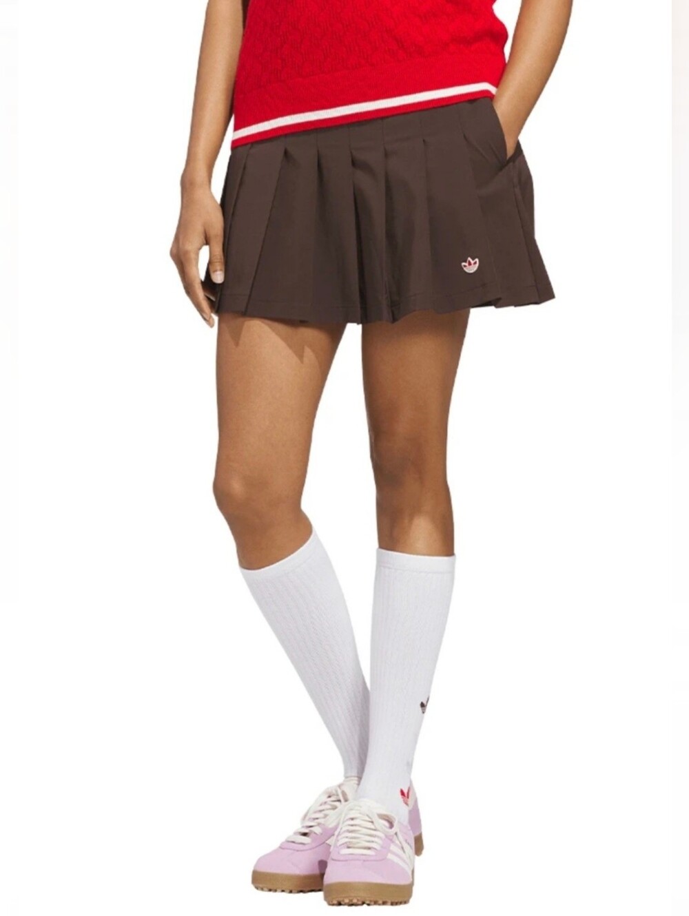 Adidas Originals Brown Pleated Tennis Skirt Size 8